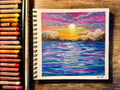 Violet Horizon | Original Oil Pastel Seascape Painting, 8x8 in